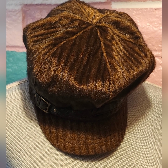 Chic Brown Faux Fur Bucket Hat with Black Band - Picture 8 of 11